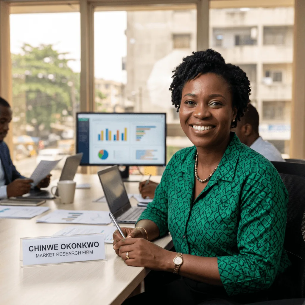 Client Chinwe Okonkwo from Nigeria